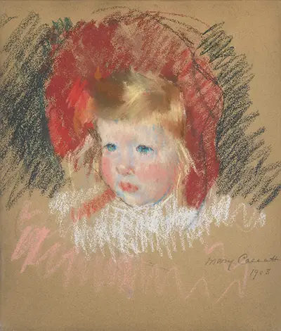 Head of a Child with a Red Hat Mary Cassatt